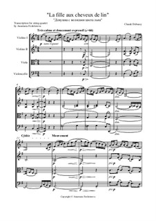 No.8 La fille aux cheveux de lin: For string quartet – score by Claude Debussy