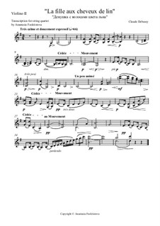No.8 La fille aux cheveux de lin: For string quartet – violin II part by Claude Debussy