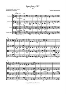 Movement II: Version for string quartet – score by Ludwig van Beethoven