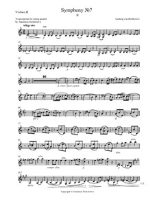 Movement II: Version for string quartet – violin II part by Ludwig van Beethoven