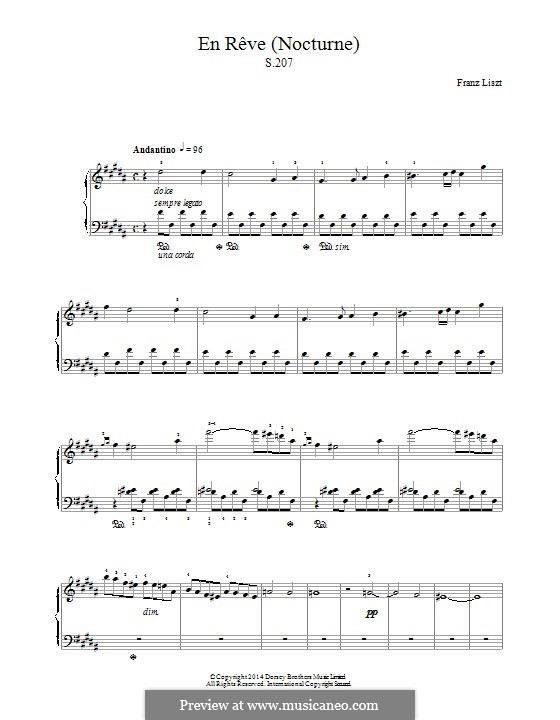 En rêve (Dreaming), S.207: For piano by Franz Liszt