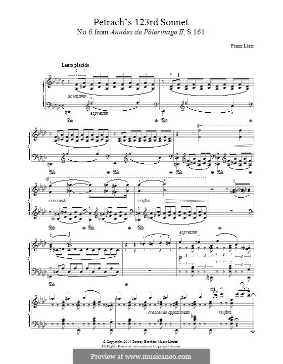 Deuxième année. Italie, S.161: No.6 Sonetto 123 del Petrarca by Franz Liszt