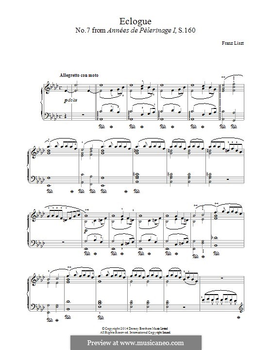 Première année. Suisse, S.160: No.7 Eglogue by Franz Liszt