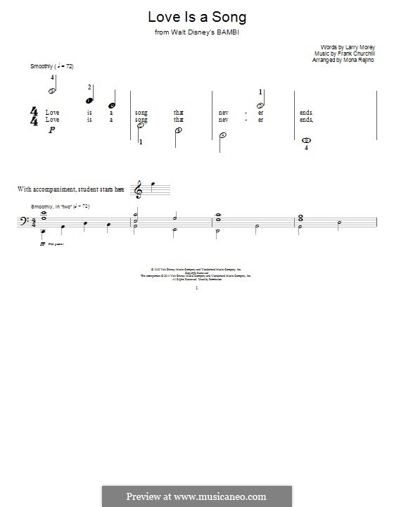 Love is a Song (from Bambi): For piano by Frank Churchill