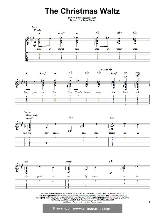 The Christmas Waltz: For guitar with tab by Jule Styne