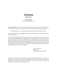 Actaeon (Clausula IV) (2011) for solo cell, Op.901: Actaeon (Clausula IV) (2011) for solo cell by Carson Cooman