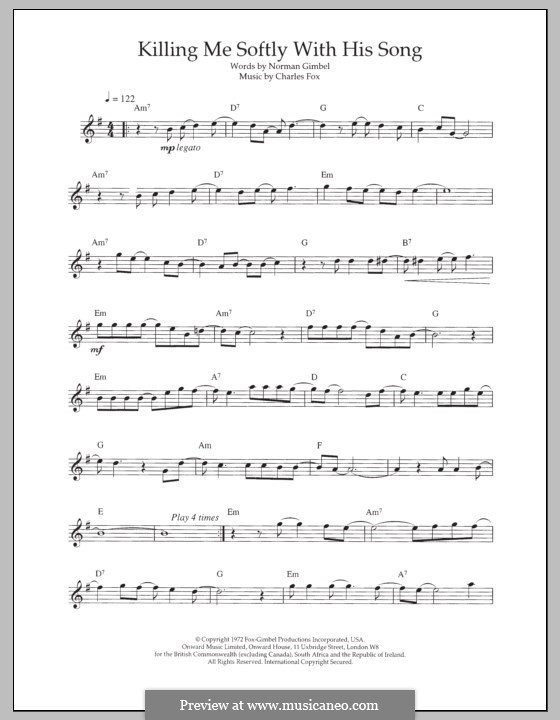 Killing Me Softly with His Song: For flute by Charles Fox