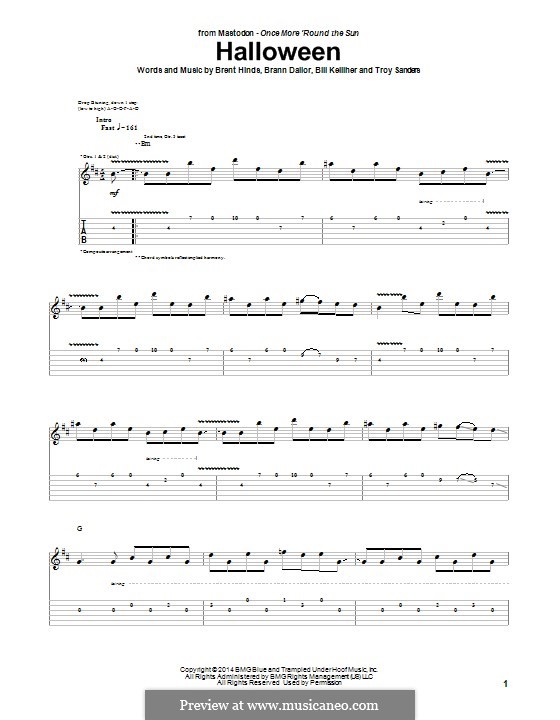 Halloween (Mastodon): For guitar with tab by Brann Dailor, Troy Sanders, Brent Hinds, Bill Kelliher