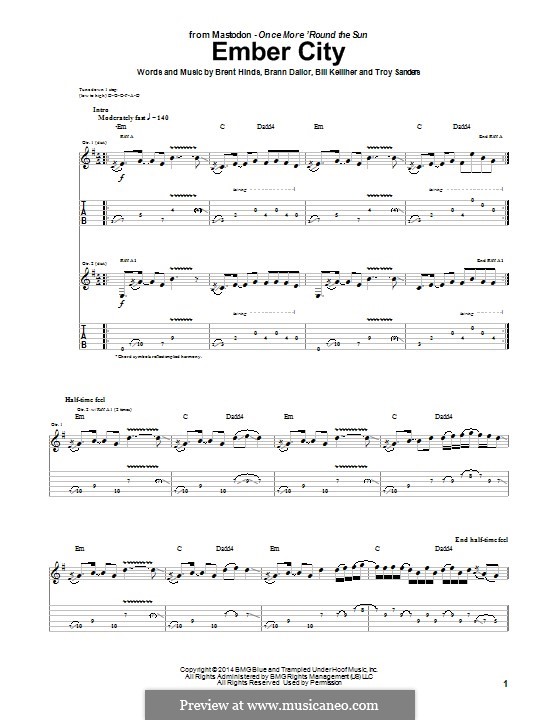 Ember City (Mastodon): For guitar with tab by Brann Dailor, Troy Sanders, Brent Hinds, Bill Kelliher