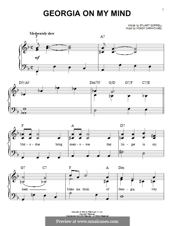 on My Mind, for Piano by H. Carmichael sheet music on MusicaNeo