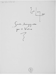 Sonata accompagnata for Violin and Piano: Score by Ernst Levy