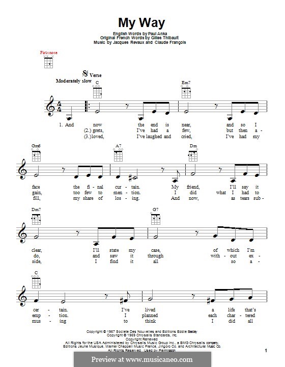 My Way: For ukulele by Claude Francois, Jacques Revaux