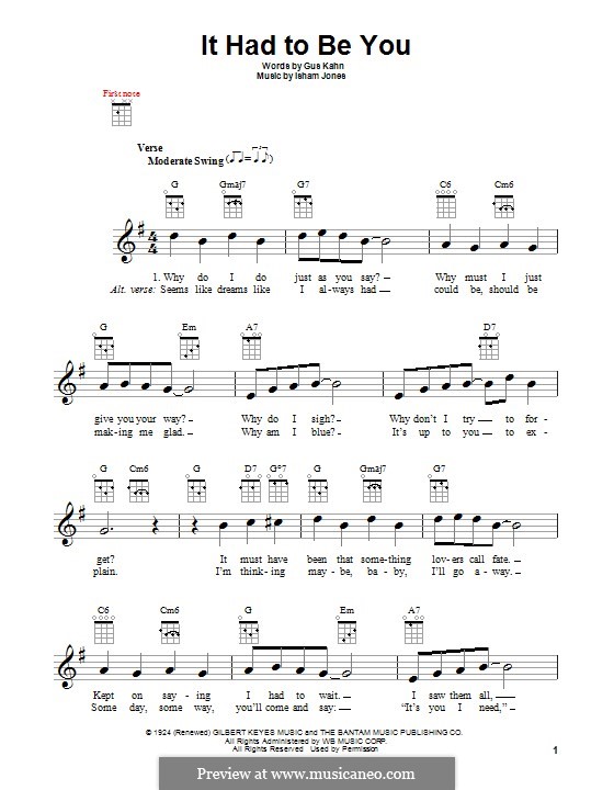 It Had to Be You (Rod Stewart) by I. Jones - sheet music on MusicaNeo