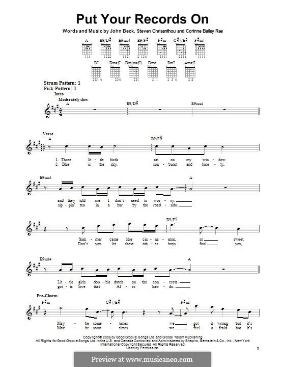 Put Your Records on (Corinne Bailey Rae): For guitar with tab by John Beck, Steven Chrisanthou