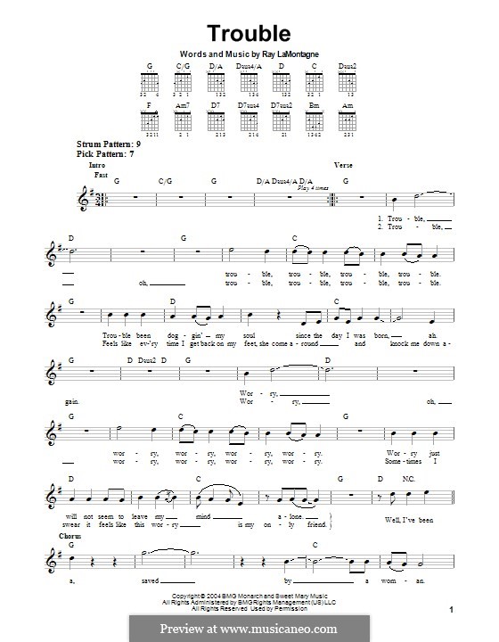 Trouble: For guitar by Ray LaMontagne