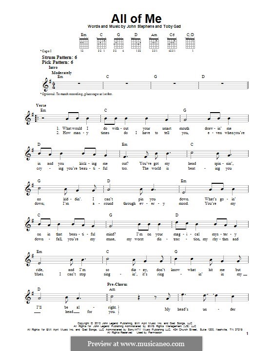 All of Me: For guitar by John Stephens, Tobias Gad