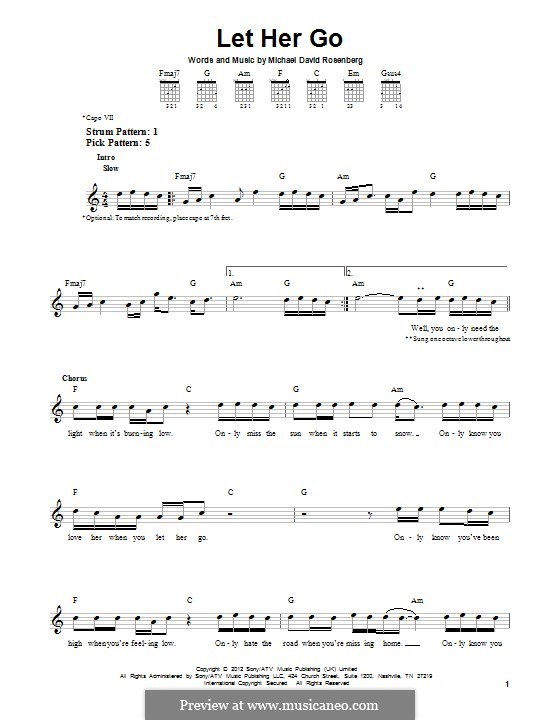 Let Her Go (Passenger): For guitar by Michael Rosenberg