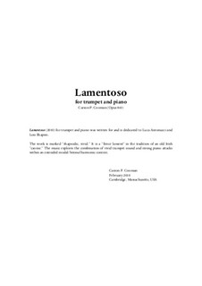 Lamentoso (2010) for trumpet and piano, Op.863: Lamentoso (2010) for trumpet and piano by Carson Cooman