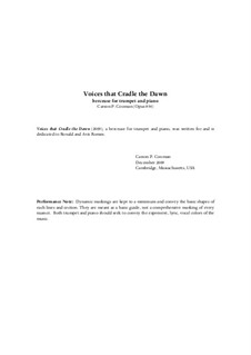 Voices that Cradle the Dawn (2009) for trumpet and piano, Op.854: Voices that Cradle the Dawn (2009) for trumpet and piano by Carson Cooman