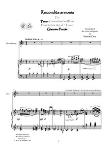 Tosca: Recondita armonia, for tenor and piano, CSPG9 by Giacomo Puccini