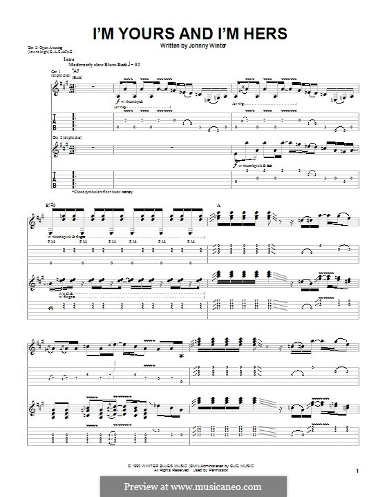 I'm Yours and I'm Hers: For guitar with tab by Johnny Winter