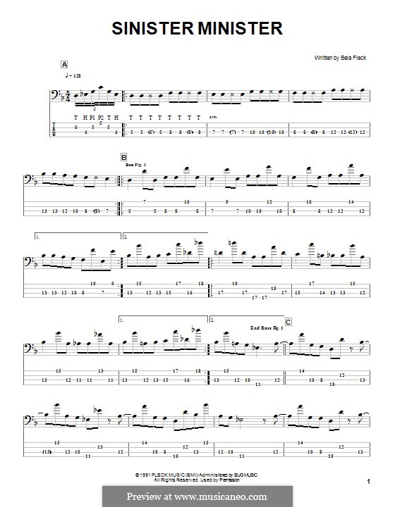 Sinister Minister (Bela Fleck & The Flecktones): For bass guitar with tab by Bela Fleck