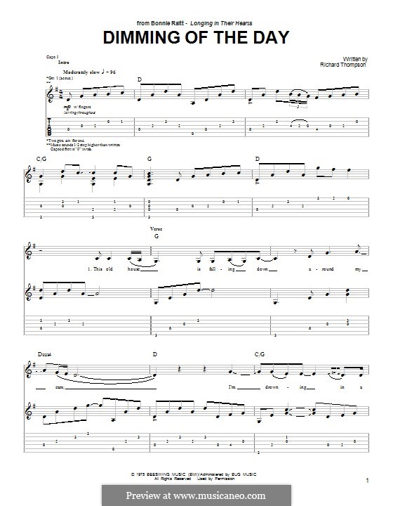 Dimming of the Day: For guitar with tab by Richard Thompson