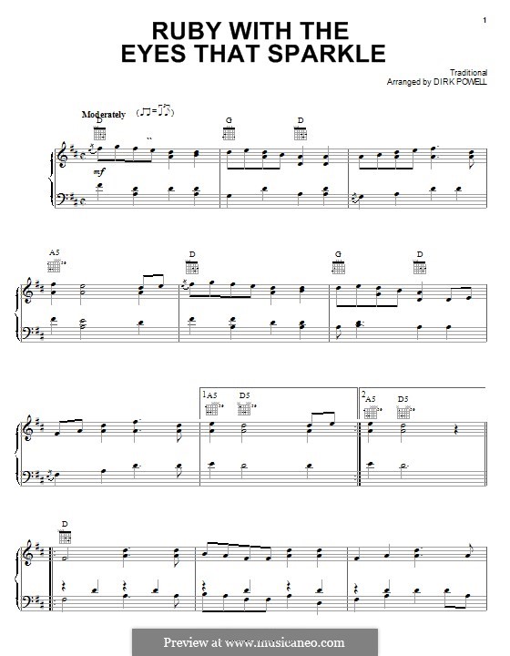 Ruby with the Eyes That Sparkle by folklore - sheet music on MusicaNeo