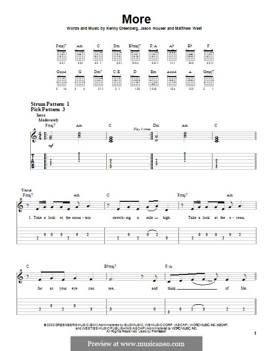 More (Matthew West): For guitar with tab by Jason Houser, Kenny Greenberg