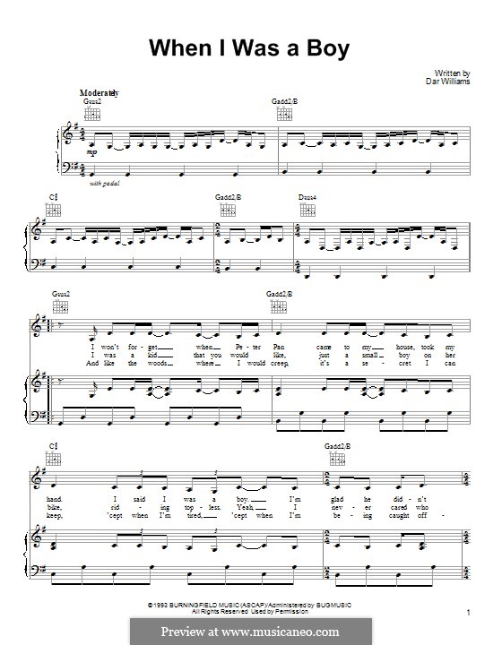 When I Was a Boy by Dar Williams sheet music on MusicaNeo
