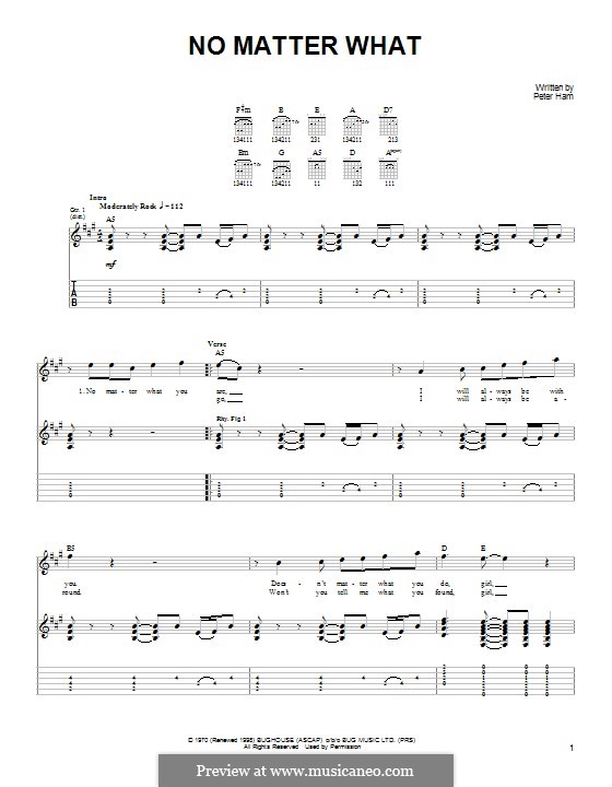 No Matter What: For guitar with tab by Peter Ham