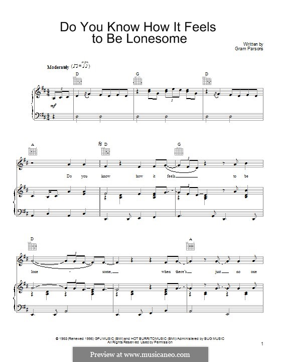 Do You Know How It Feels To Be Lonesome: For voice and piano (or guitar) by Gram Parsons