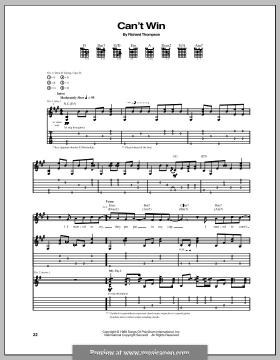 Can't Win by R. Thompson sheet music on MusicaNeo