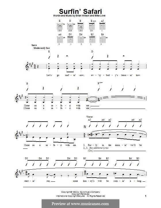 Surfin' Safari (The Beach Boys): For guitar with tab by Brian Wilson, Mike Love