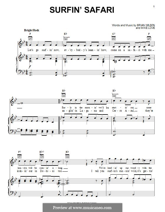 Surfin' Safari (The Beach Boys): For voice and piano (or guitar) by Brian Wilson, Mike Love