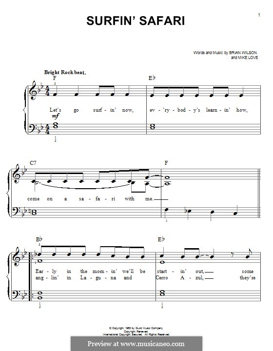 Surfin' Safari (The Beach Boys): For piano by Brian Wilson, Mike Love
