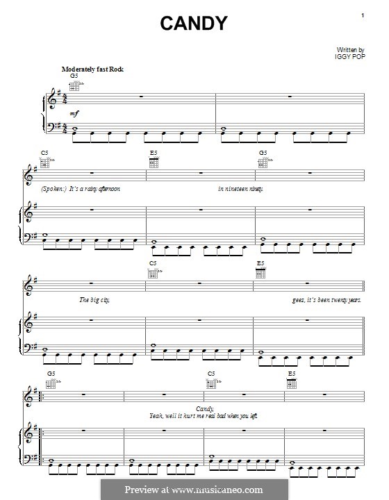 Candy: For voice and piano (or guitar) by Iggy Pop