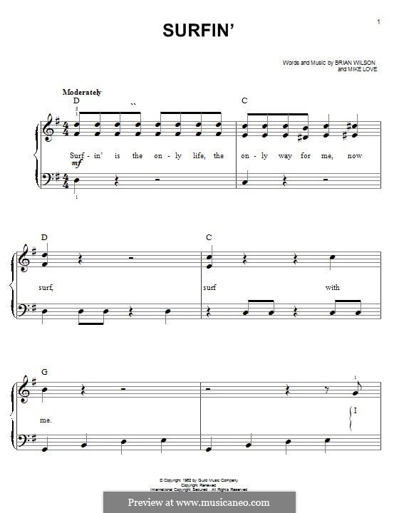 Surfin' Safari (The Beach Boys): For piano by Brian Wilson, Mike Love