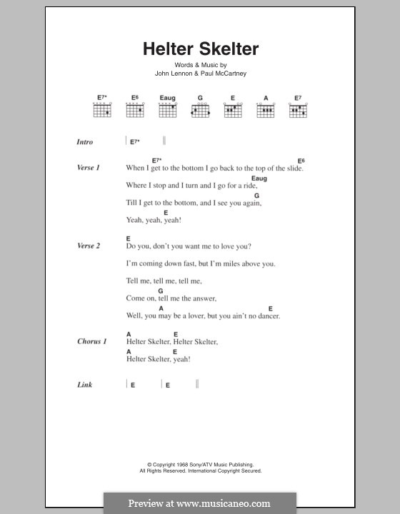 Helter Skelter (The Beatles): Lyrics and chords by John Lennon, Paul McCartney