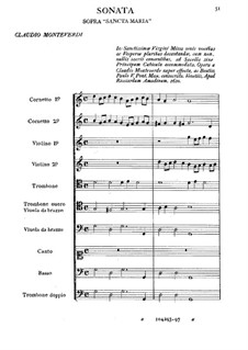 Sonata sopra 'Sancta Maria': For chamber orchestra by Claudio Monteverdi
