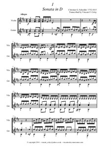 Sonata in D for violin and guitar (or guitar duet): Version for violin and guitar, guitar part by Christian Gottlieb Scheidler