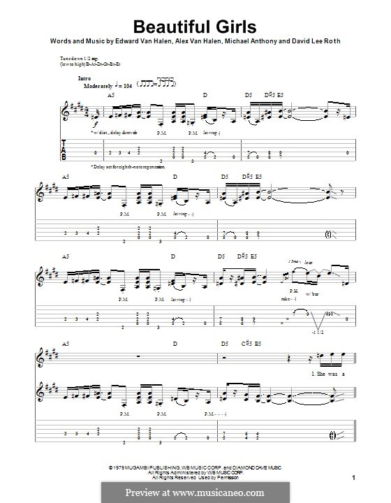 Beautiful Girls (Van Halen): For guitar with tab by Alex Van Halen, David Lee Roth, Edward Van Halen, Michael Anthony