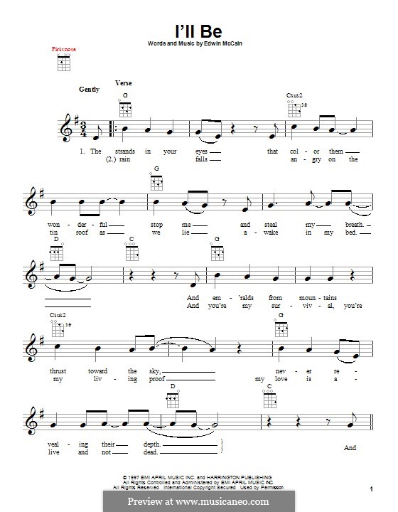 I'll Be: For ukulele by Edwin McCain
