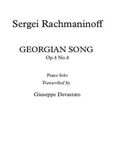 Six Romances, Op.4: No.4 Do Not Sing, My Beauty (Georgian Song), for piano by Sergei Rachmaninoff