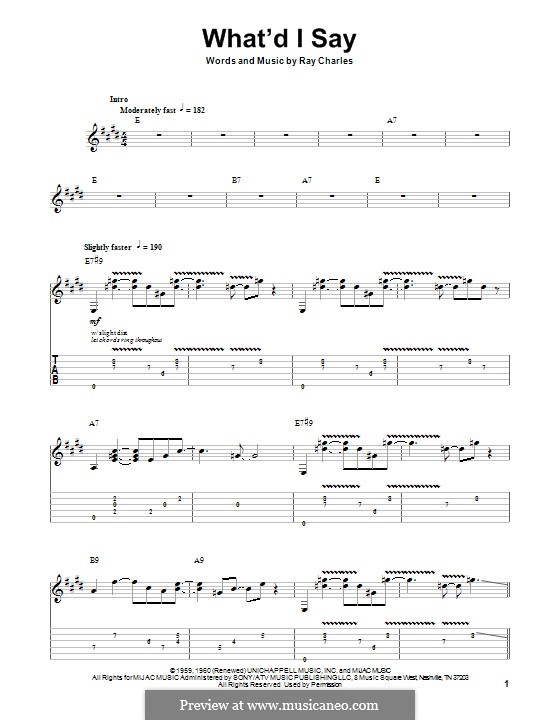 What'd I Say: For guitar with tab by Ray Charles