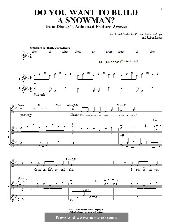 Do You Want to Build a Snowman? (from Frozen): For voice and piano by Robert Lopez, Kristen Anderson-Lopez