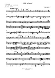 No.3 Clair de lune: For flute and string quartet – cello part by Claude Debussy