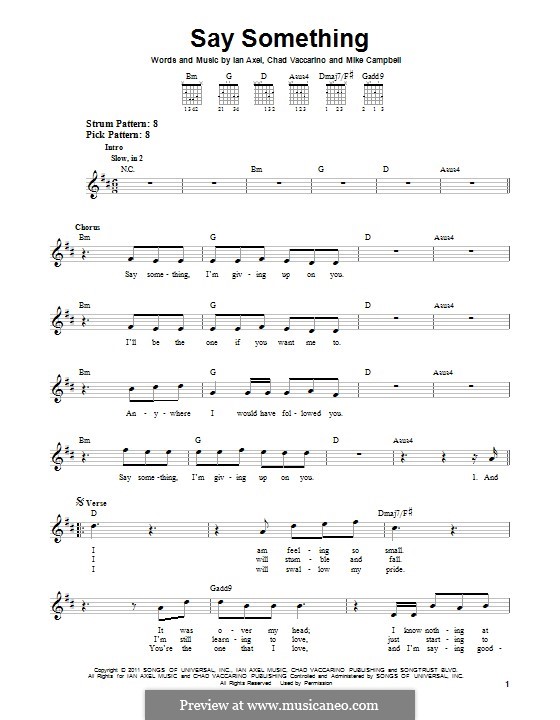 Say Something (A Great Big World): For guitar with tab by Ian Axel, Chad Vaccarino