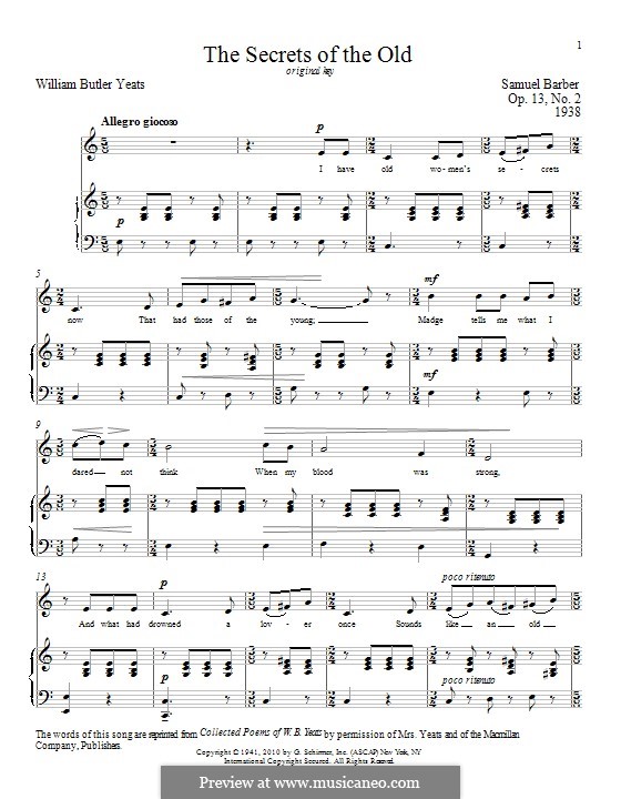 the secrets of the old by s barber sheet music on musicaneo secrets piano sheet music