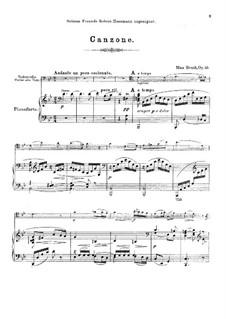 Canzone, Op.55: For cello (violin or viola) and piano by Max Bruch